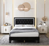  Diamond Tufted Upholstered Platform Bed with Adjustable Headboard