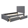 Full Size Upholstered  Bed with 2 Storage Drawers for Kids, Gray