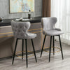 Modern Bar Chairs Set of 2, Contemporary Fabric Faux Leather Bar Stools Tool