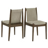 Shaynah Walnut Finish Wood Cocoa Upholstered Dining Chairs, Set of 2