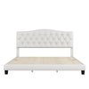 Upholstered king size bed with curved saddle headboard,Beige