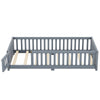 Wood Twin Size Bed with Safety Guardrails and Door