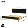   Bed Gold Metal Platform Frame with Upholstered Velvet Headboard