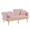 Velvet Futon Sofa Bed Convertible Sleeper Sofa Couch with 6 Golden Metal Legs