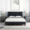 Homfa King Size Bed, Modern Upholstered Platform Bed Frame with Adjustable Headboard for Bedroom, Black