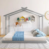 Twin House Platform Bed with Trundle, Roof Design for Kid’ Room