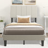 Twin Size Upholstered Platform Bed with Headboard, Bedroom Twin Bed Frame for Kids Teens Adults