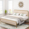 Bed, Metal Tubular Platform Bed Frame with Upholstered Headboard