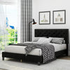 Homfa King Size Bed, Modern Upholstered Platform Bed Frame with Adjustable Headboard for Bedroom, Black