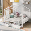 Full Size House Platform Bed with Two Drawers for Kids