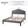 Full Size Platform Bed Frame with Tiara Upholstered Diamond Button Tufted Headboard