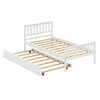 Twin Size Wood Platform Bed with Trundle, Twin Bed Frame with Headboard and Footboard