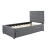 Full Size Upholstered  Bed with 2 Storage Drawers for Kids, Gray