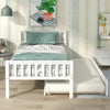 Twin Size Wood Platform Bed with Trundle, Twin Bed Frame with Headboard and Footboard