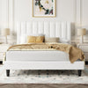 Queen Velvet upholstered bed frame with vertical channel tufted headboard