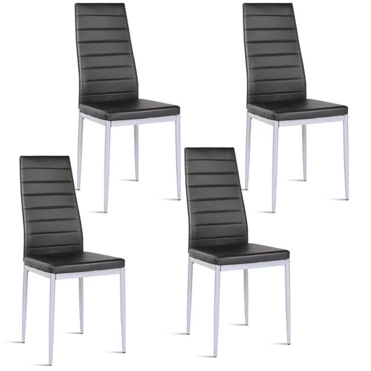 Costway Set of 4 PU Leather Dining Side Chairs Elegant Design Home Furniture Black