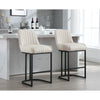 Counter Height Bar Stools Set of 2, Linen Upholstered Kitchen Barstools with Back and Gold Base