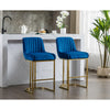 Counter Height Bar Stools Set of 2, Linen Upholstered Kitchen Barstools with Back and Gold Base