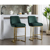 Counter Height Bar Stools Set of 2, Linen Upholstered Kitchen Barstools with Back and Gold Base