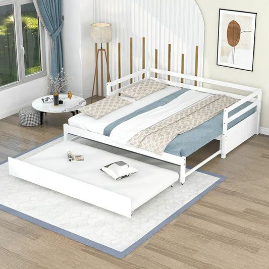 Twin Size Daybed, Convertible Double Twin Size with Trundle