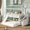 twin over Full House Bunk Bed with Storage Staircase for Bedroom