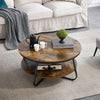 Round coffee table with open storage