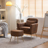 Accent Chair with Ottoman Set, Flannel Upholstered Single Sofa with Lumber