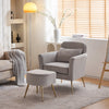 Accent Chair with Ottoman Set, Flannel Upholstered Single Sofa with Lumber