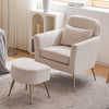 Accent Chair with Ottoman Set, Flannel Upholstered Single Sofa with Lumber