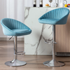 Set of 2 Velvet Bar Stools Dining Chairs with Adjustable Counter Height Footrest Tufted Upholstered