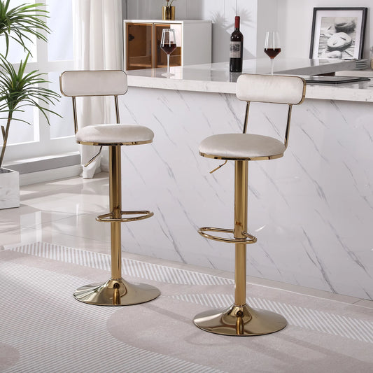 Vintage Velvet Bar Stools set of 2 Dining Chairs Footrest