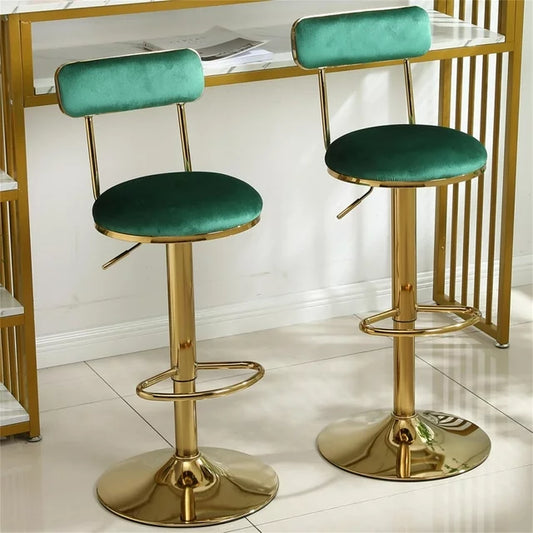 Vintage Velvet Bar Stools set of 2 Dining Chairs Footrest