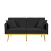 Velvet Futon Sofa Bed Convertible Sleeper Sofa Couch with 6 Golden Metal Legs