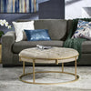 Oddie's Gold Velvet Button Tufted Round Ottoman