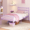 White Finish Twin Metal Bed Frame Platform