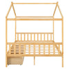 Full Size House Platform Bed with Two Drawers for Kids