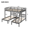 Wood Storage Bunk Bed Bed, Full over Twin & Twin for Kids Bedroom, Gray