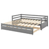 Twin Size Daybed, Convertible Double Twin Size with Trundle