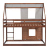 Twin over Twin House Bunk Bed with Roof for Kids Bedroom