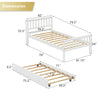 Twin Size Wood Platform Bed with Trundle, Twin Bed Frame with Headboard and Footboard