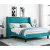 Fabric Upholstered Platform Bed Frame with Wingback Headboard