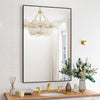 Bathroom wall mirror with rectangular metal frame