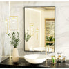 Bathroom wall mirror with rectangular metal frame