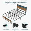 Platform Bed Frame with Headboard and 3 Storage Shelves, Metal Bed with Lights, Outlets & USB