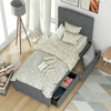 Full Size Upholstered  Bed with 2 Storage Drawers for Kids, Gray