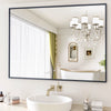 Bathroom wall mirror with rectangular metal frame