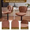 Modern Adjustable Faux Leather Bar Stool with Back for Kitchen Island Set of 2