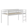 Twin Wood Loft Bed with Full-length Safety Rail and Ladder