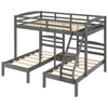 Wood Storage Bunk Bed Bed, Full over Twin & Twin for Kids Bedroom, Gray