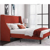 Fabric Upholstered Platform Bed Frame with Wingback Headboard